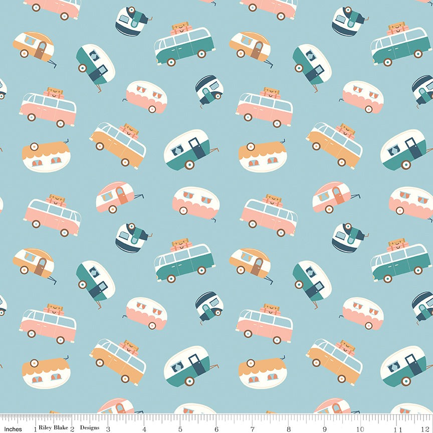 Live, Love, Glamp Mist Trailer Toss Yardage by Dani Mogstad for Riley Blake Designs