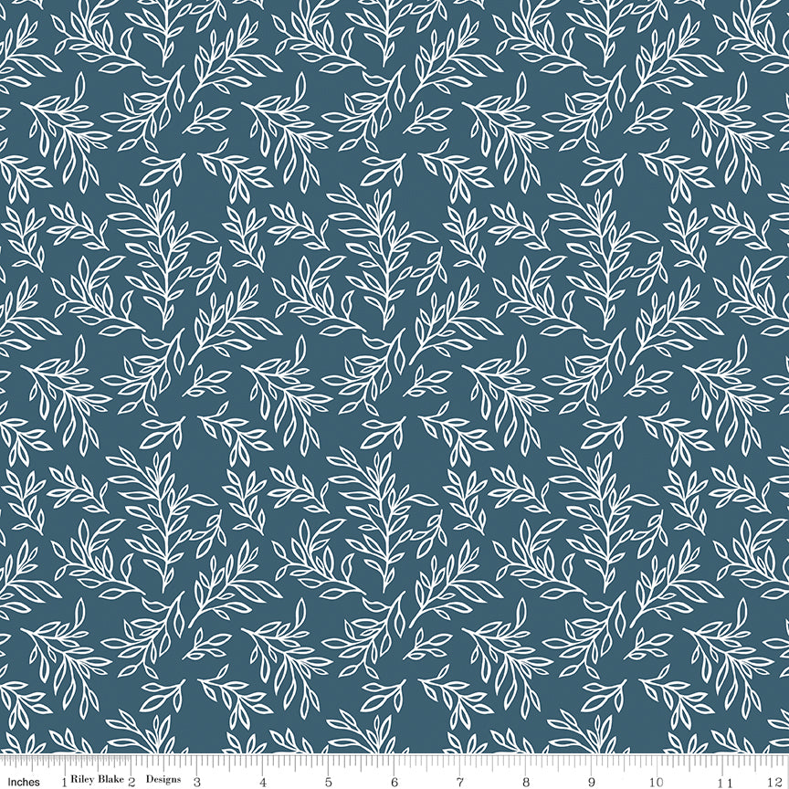Live, Love, Glamp Denim Leaves Yardage by Dani Mogstad for Riley Blake Designs
