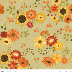 Fall's In Town Green Main Yardage by Sandy Gervais for Riley Blake Designs