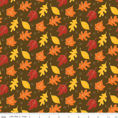 Fall's In Town Brown Leaves Yardage by Sandy Gervais for Riley Blake Designs