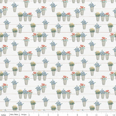 Farmhouse Summer Off White Flower Pots Yardage by Echo Park Paper Co. for Riley Blake Designs