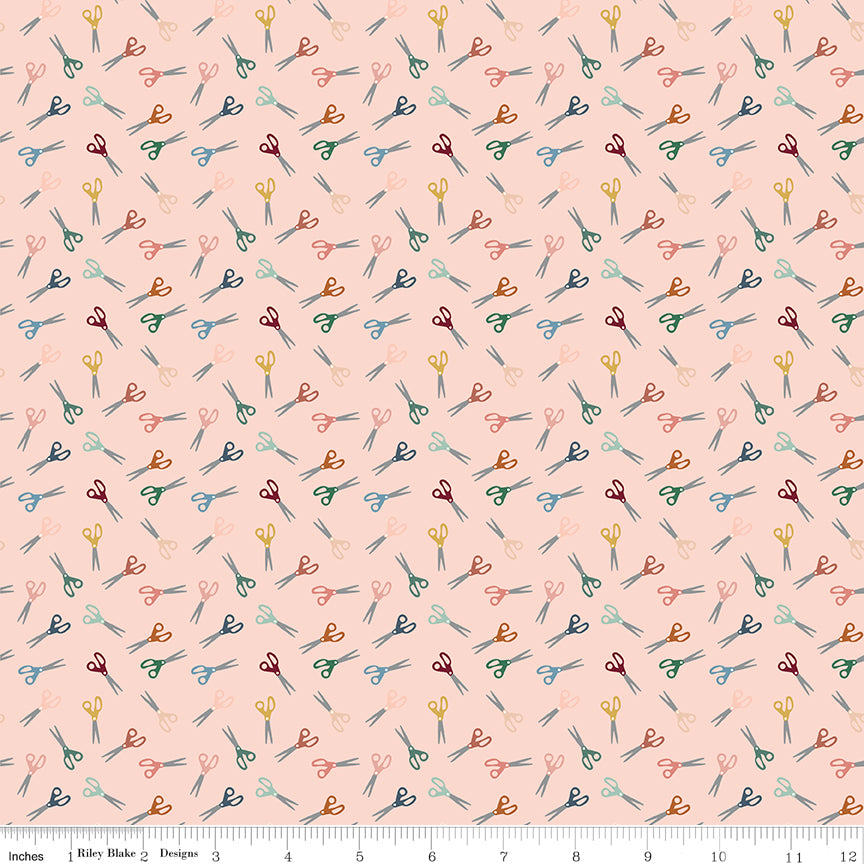 Let's Create Peaches 'N Cream Scissors Yardage by Echo Park Paper Co. for Riley Blake Designs