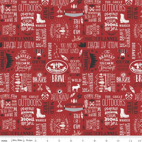 Woodsman Red Text Yardage by Lori Whitlock for Riley Blake Designs