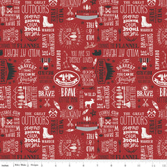 Woodsman Red Text Yardage by Lori Whitlock for Riley Blake Designs