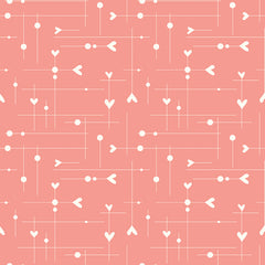 I Love Us Coral Dash & Dot Hearts Yardage by Sandy Gervais for Riley Blake Designs