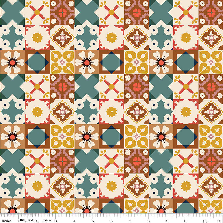 Wild Rose Multi Tiles Yardage by the RBD Designers for Riley Blake Designs