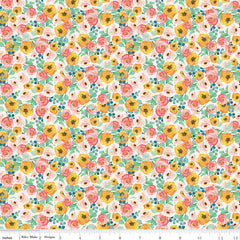 Spring Gardens Cream Floral Yardage by My Mind's Eye for Riley Blake Designs