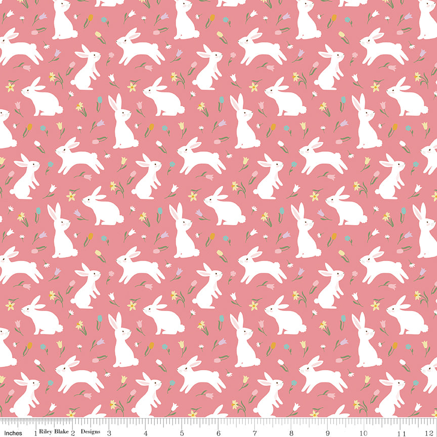 Bunny Trail Peony Bunnies Yardage by Dani Mogstad for Riley Blake Designs