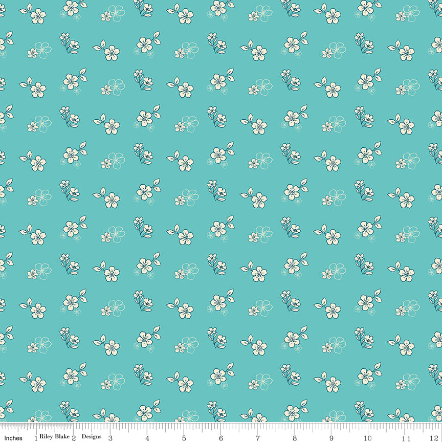 Feed My Soul Sky Tossed Floral Yardage by Sandy Gervais for Riley Blake Designs