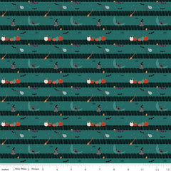 Little Witch Teal Sitting on a Gate Yardage by Jennifer Long for Riley Blake Designs