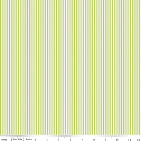 Picnic Florals Green Stripes Yardage by My Mind's Eye for Riley Blake Designs