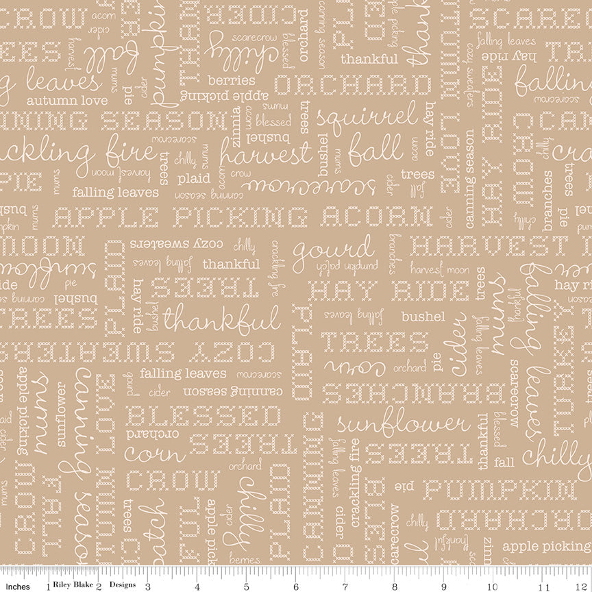Autumn Tea Dye Words Yardage by Lori Holt for Riley Blake Designs