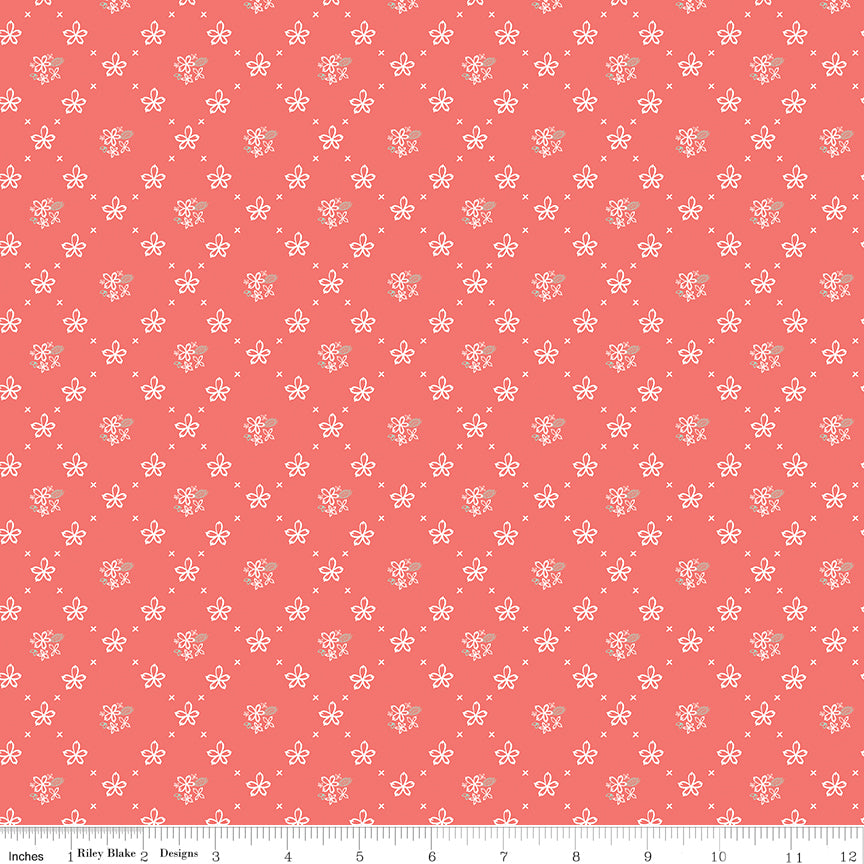 Clover Farm Tea Rose Wallpaper Yardage by Gracey Larson for Riley Blake Designs