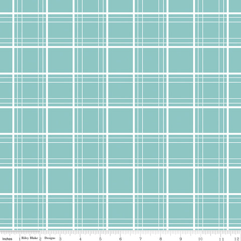 Ski Hill Aqua Ski Tracks Yardage by Corinne Wells for Riley Blake Designs