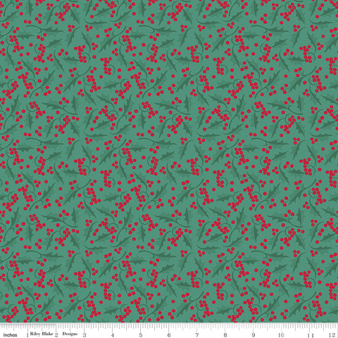 BOLT END 34" Merry Little Christmas Pine Holly Yardage by My Mind's Eye for Riley Blake Designs