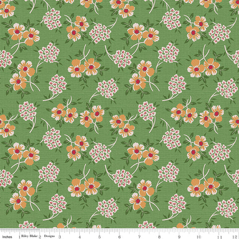 Home Town Holiday Basil Floral Yardage by Lori Holt for Riley Blake Designs