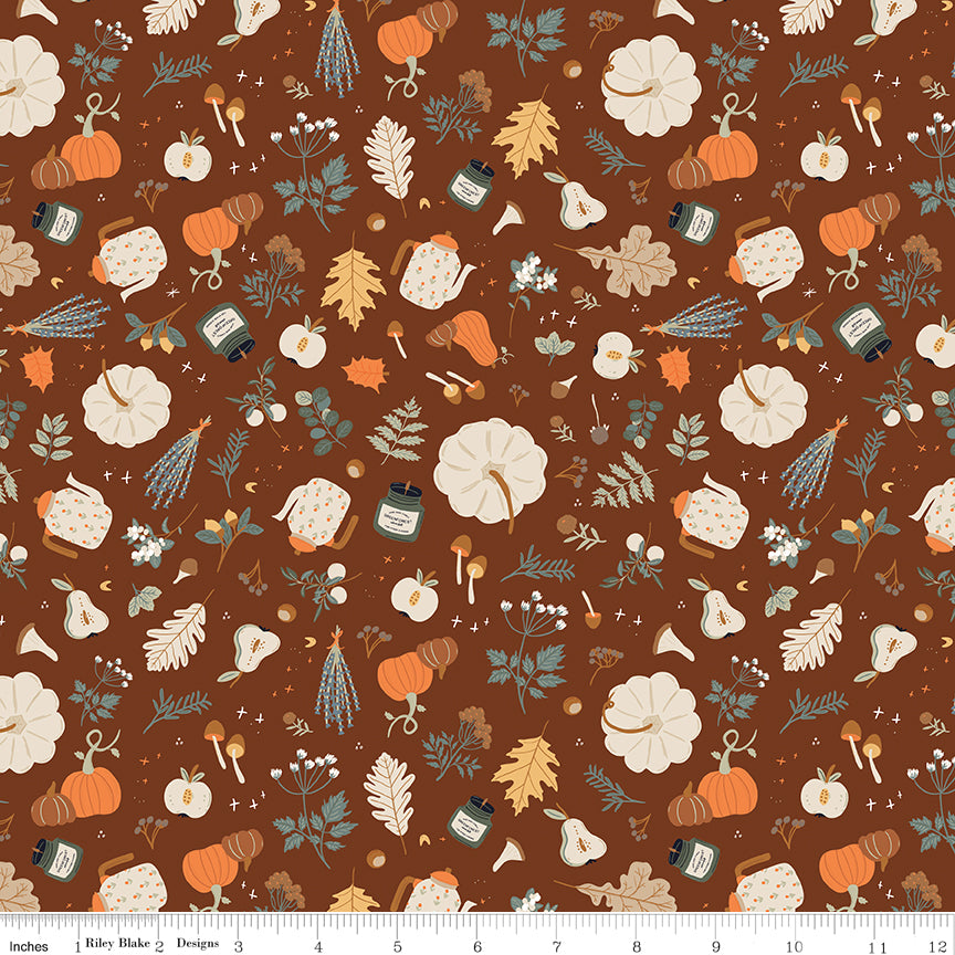 Pumpkin Spice Brown Forage Yardage by Simple Simon & Co. for Riley Blake Designs