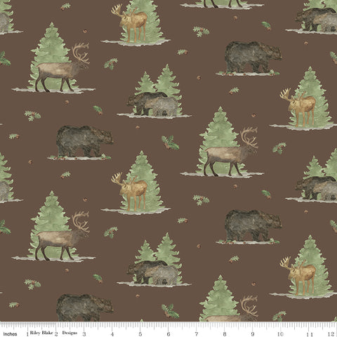 BOLT END 36" Let's Get Lost in the Woods Brown Main Yardage by Tara Reed for Riley Blake Designs