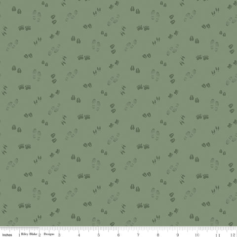 Let's Get Lost in the Woods Sage Tracks Yardage by Tara Reed for Riley Blake Designs