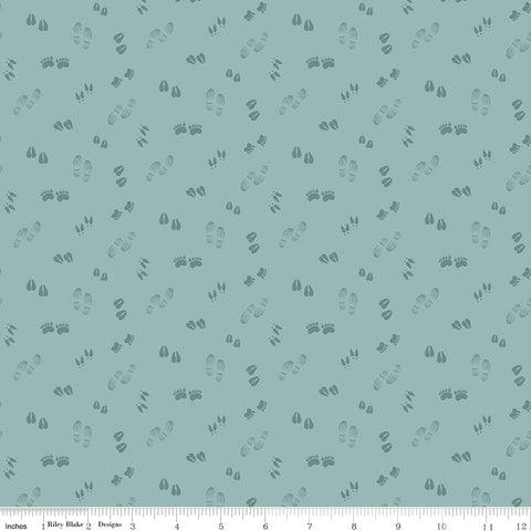 Let's Get Lost in the Woods Vintage Blue Tracks Yardage by Tara Reed for Riley Blake Designs