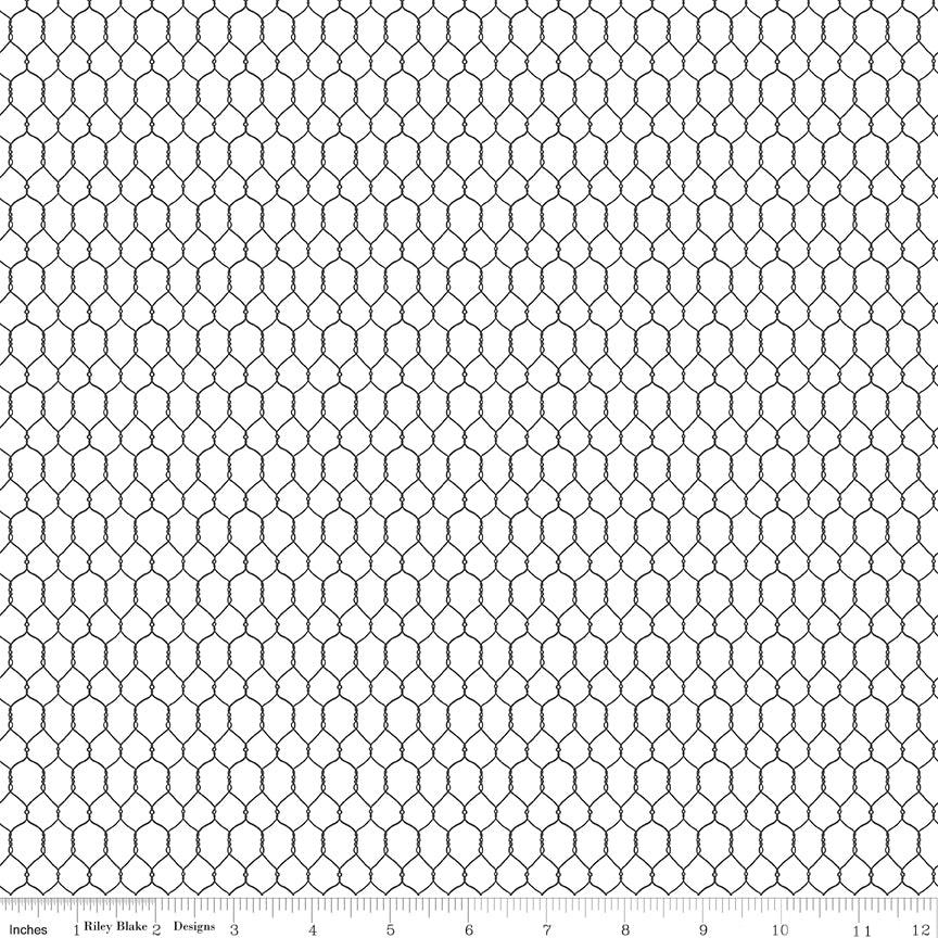 Farm Livin' White Chicken Wire Yardage by Diane Labombarbe for Riley Blake Designs