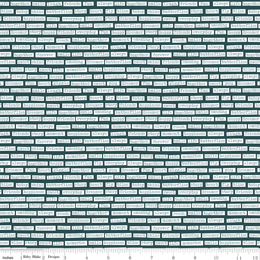 Vintage Charm Midnight Words Yardage by Dani Mogstad for Riley Blake Designs