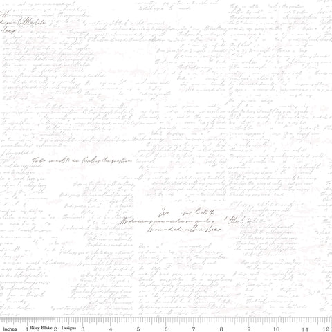 Between The Pages White Manuscript Yardage by Fran Gulick for Riley Blake Designs