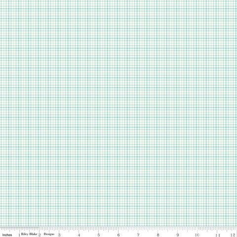 You & Me Aqua Plaid Yardage by Sandy Gervais for Riley Blake Designs