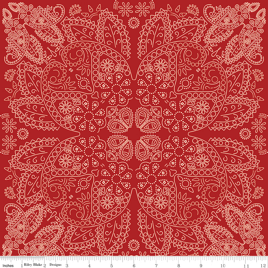 Cowboys Barn Red Bandana Yardage by Echo Park Paper Co. for Riley Blake Designs