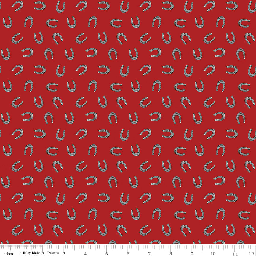 Cowboys Barn Red Horseshoes Yardage by Echo Park Paper Co. for Riley Blake Designs