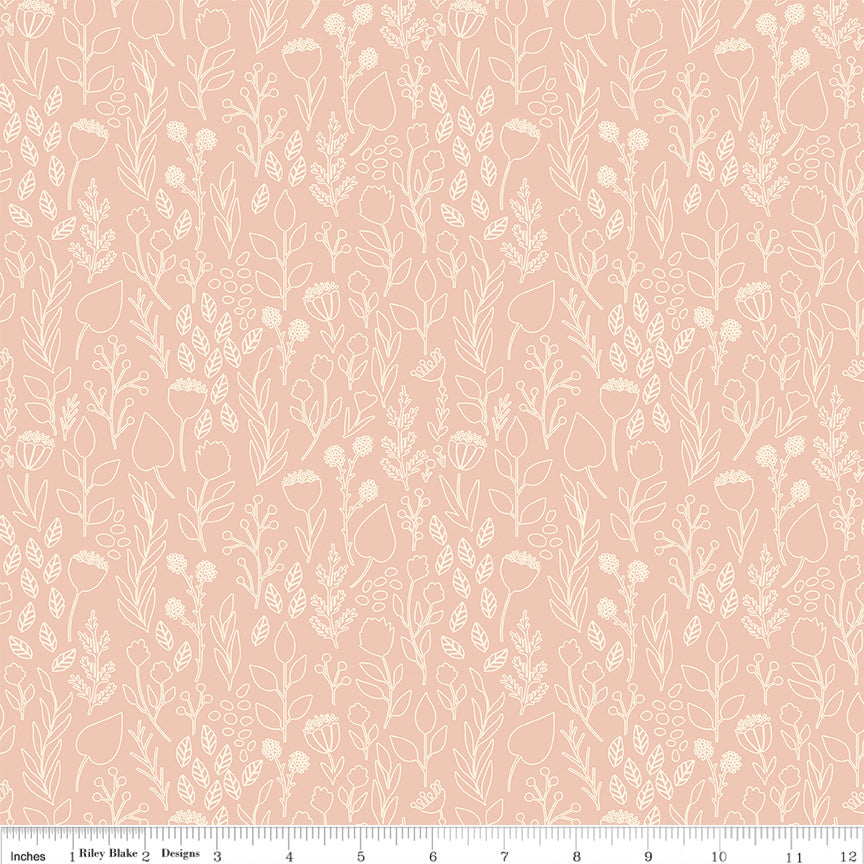 Blush 'N Butterscotch Blush Outlines Yardage by Simple Simon & Co. for Riley Blake Designs