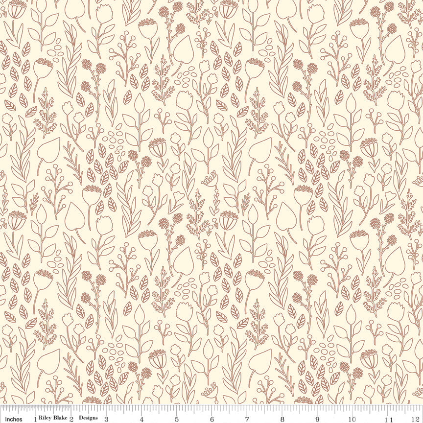 Blush 'N Butterscotch Cream Outlines Yardage by Simple Simon & Co. for Riley Blake Designs