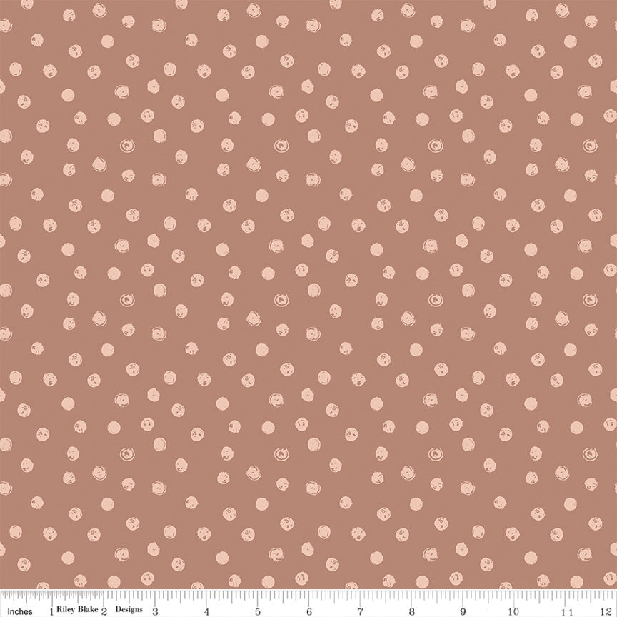 Blush 'N Butterscotch Dusty Rose Dots Yardage by Simple Simon & Co. for Riley Blake Designs