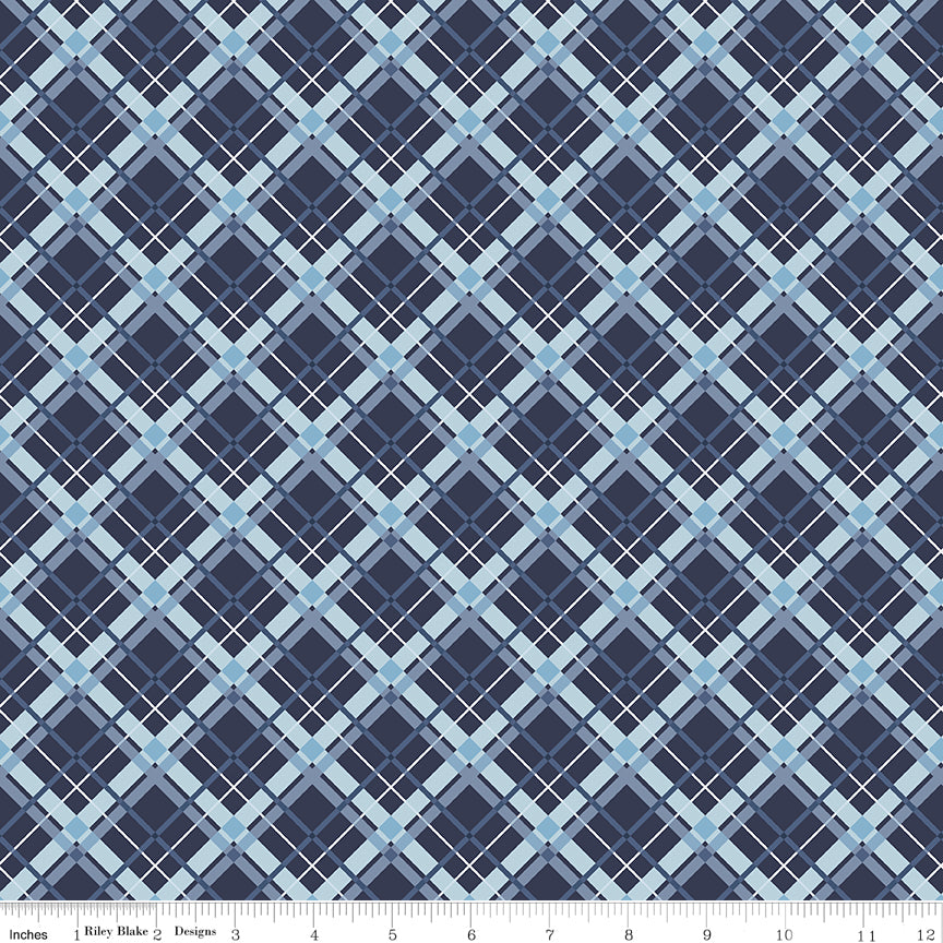 Stars and Stripes Forever Blue Plaid Yardage by Lori Whitlock for Riley Blake Designs