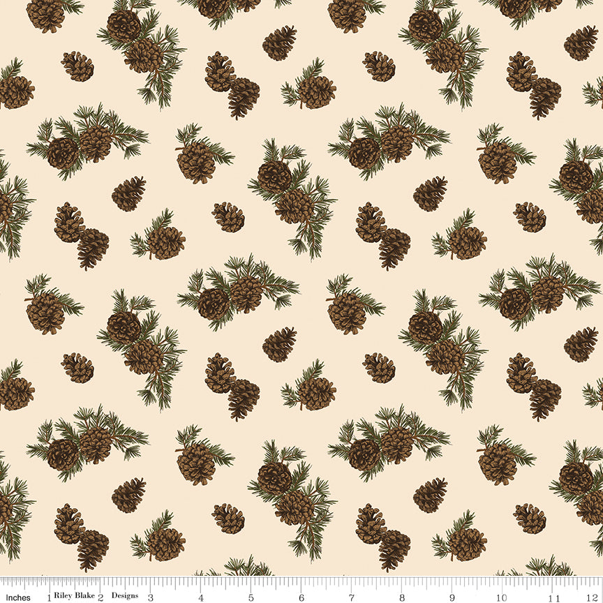 Pine Grove Putty Pinecones Yardage by RBD Designers for Riley Blake Designs