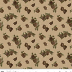 ine Grove Tan Pinecones Yardage by RBD Designers for Riley Blake Designs