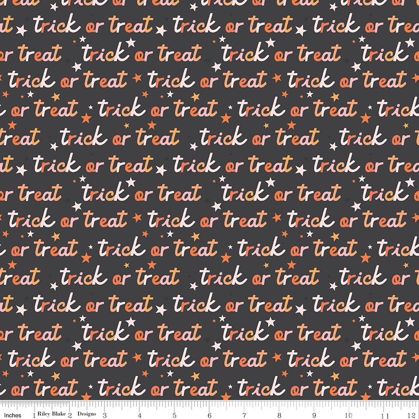 Hey Pumpkin Charcoal Trick Or Treat Yardage by My Mind's Eye for Riley Blake Designs