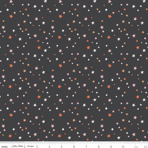 Hey Pumpkin Charcoal Stars Yardage by My Mind's Eye for Riley Blake Designs