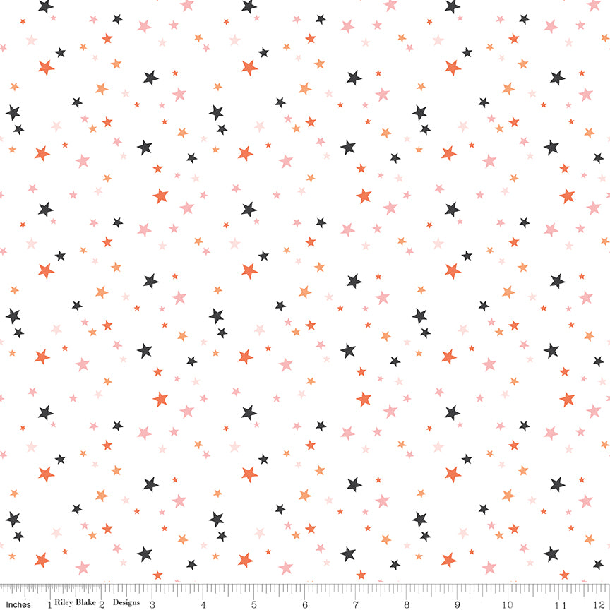 Hey Pumpkin White Stars Yardage by My Mind's Eye for Riley Blake Designs