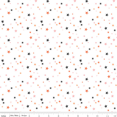 Hey Pumpkin White Stars Yardage by My Mind's Eye for Riley Blake Designs