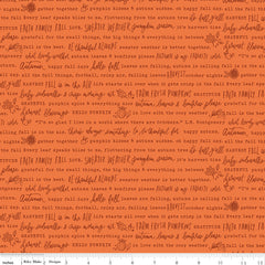 Happy Fall Days Orange Autumn Words Yardage by Kelsey Carlson for Riley Blake Designs