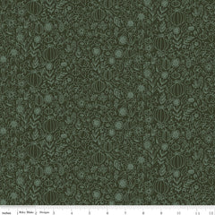 Happy Fall Days Hunter Floral Outline Yardage by Kelsey Carlson for Riley Blake Designs