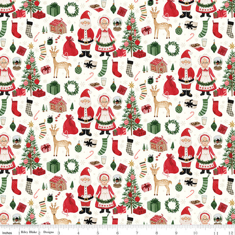 Charming Christmas Cloud Santa & Mrs. Claus Yardage by Kelsey Carlson for Riley Blake Designs