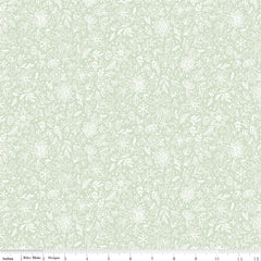 Charming Christmas Mint Floral Outline Yardage by Kelsey Carlson for Riley Blake Designs