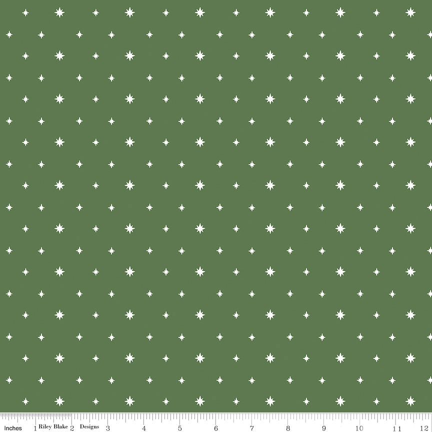 Charming Christmas Green Stars Yardage by Kelsey Carlson for Riley Blake Designs