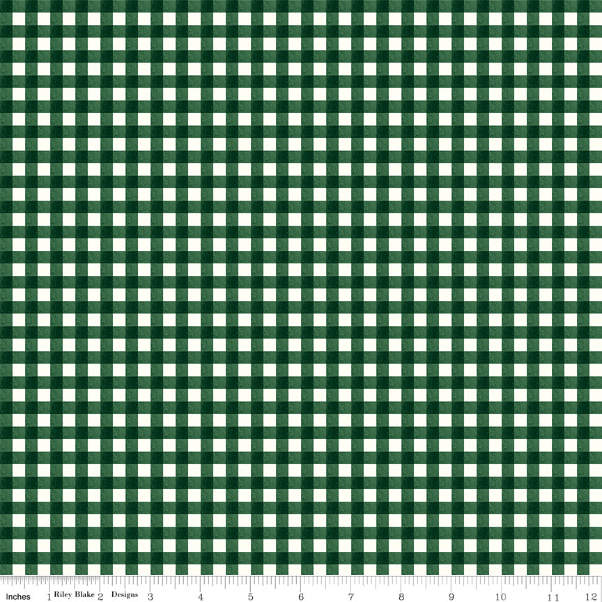 Charming Christmas Green Gingham Yardage by Kelsey Carlson for Riley Blake Designs