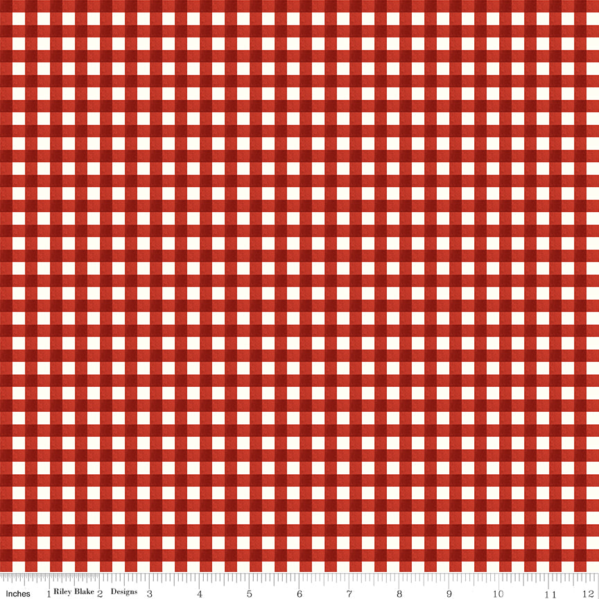 Charming Christmas Red Gingham Yardage by Kelsey Carlson for Riley Blake Designs