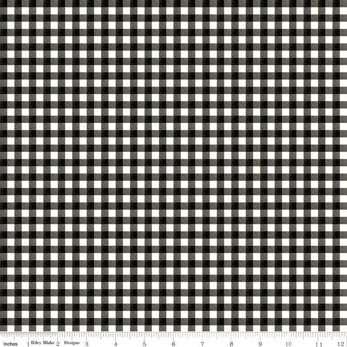 Charming Christmas Black Gingham Yardage by Kelsey Carlson for Riley Blake Designs