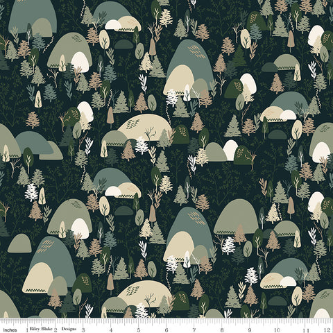 Let's Wander Navy Mountain Music Yardage by Casey Cometti for Riley Blake Designs