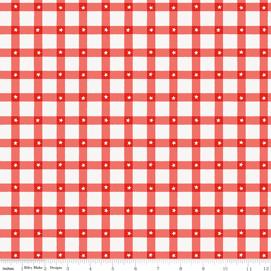 Firecracker Red Hen Plaid Yardage by My Mind's Eye for Riley Blake Designs